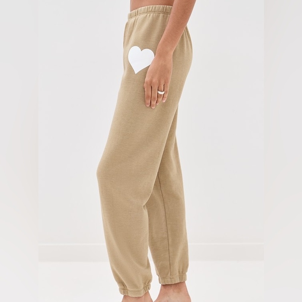 SPRWMN Heart Jogger Sweatpants in Latte w Elastic Cuffs & Waistband Shopbop